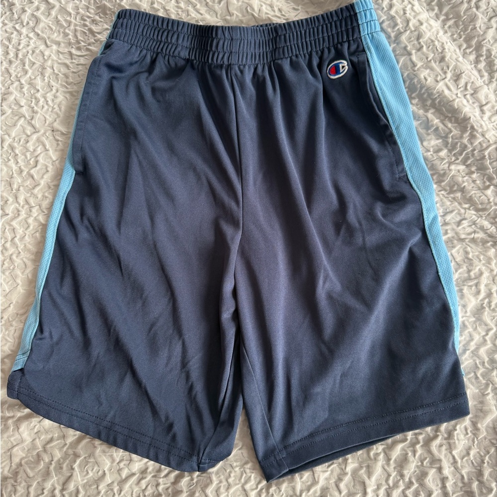 Champion Kid’s Athletic Shorts in Navy and Light Blue
